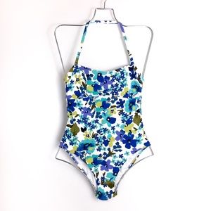 Lands’ End • Blue Floral One Piece Swimsuit